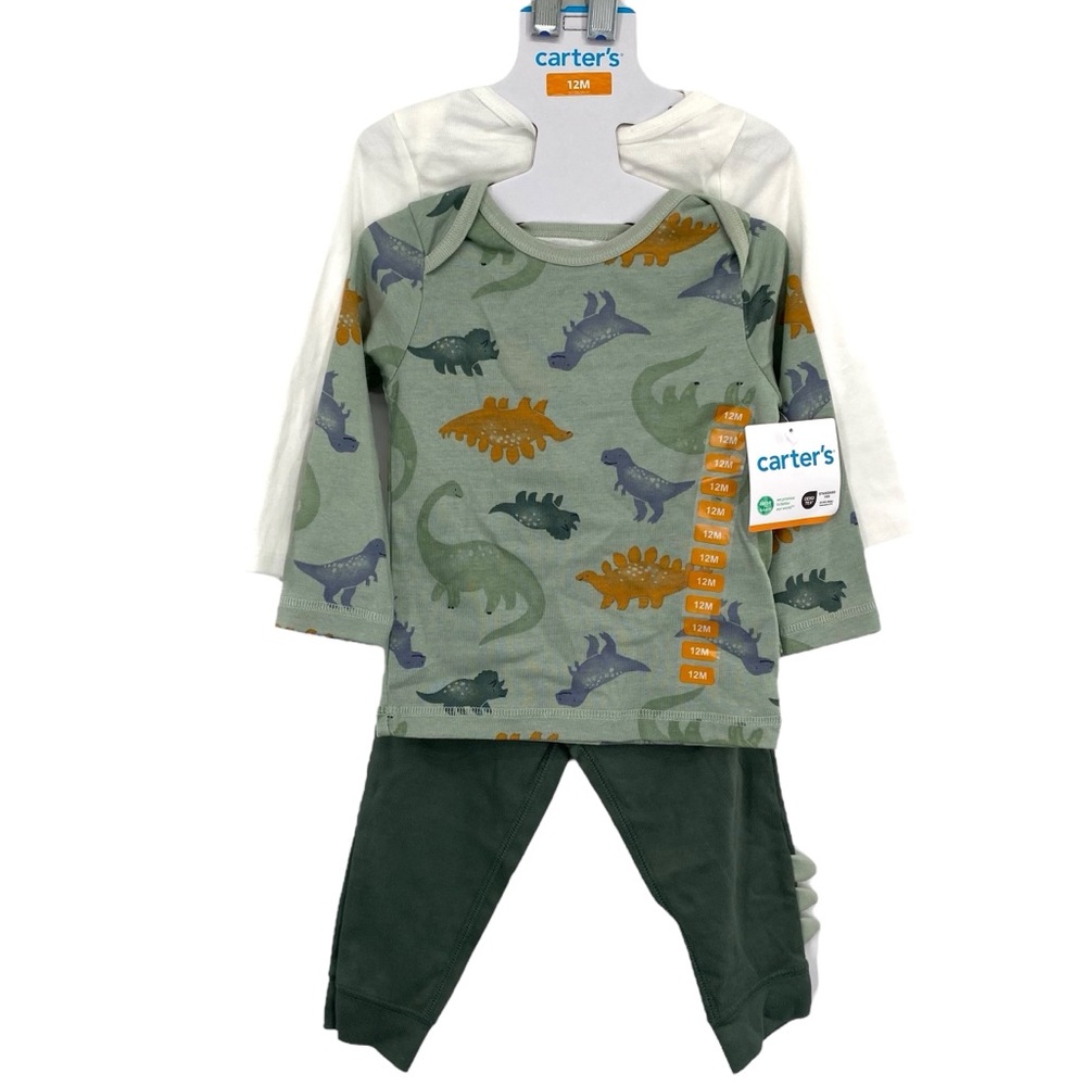 Carter’s Toddler 3pc Layette Set Dinosaur Green 12 Months New